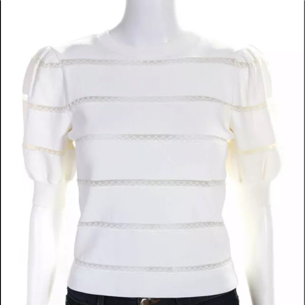 Alice and Olivia Cream Puff Sleeve Sweater